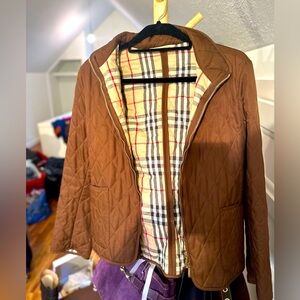 BURBERRY Brown Quilted Snap Button Sz M RARE Vintage Jacket Unisex